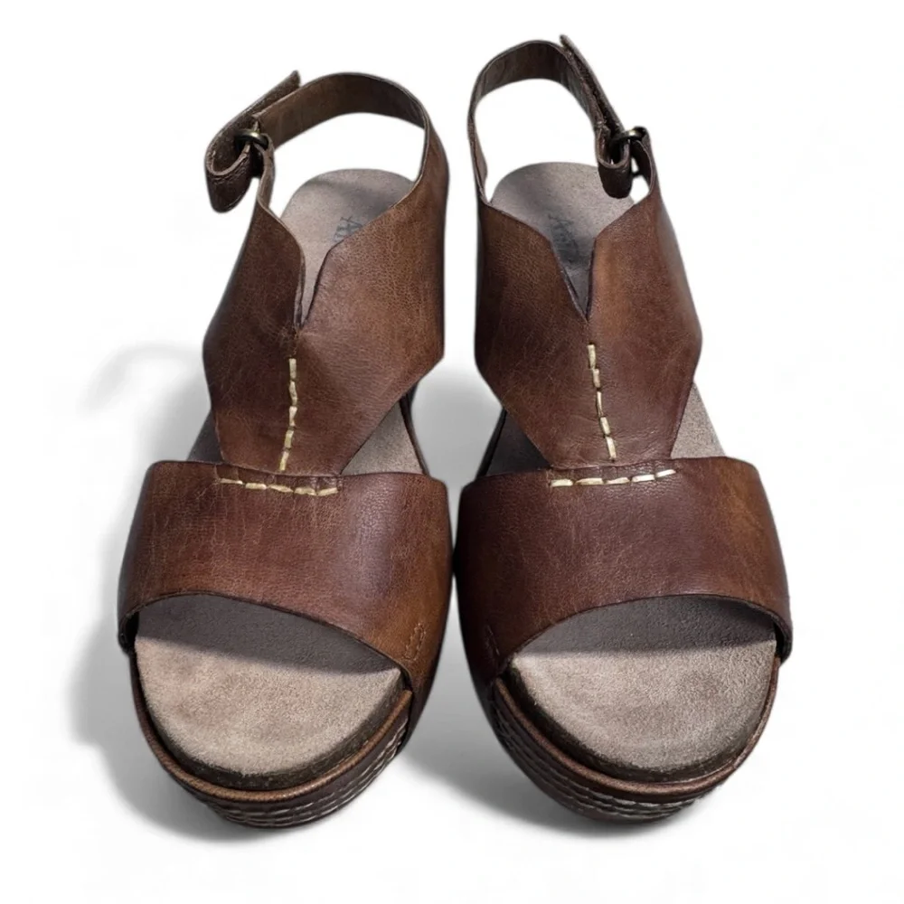 Antelope Collection Rich Brown Leather Platform Sandals Size 39D